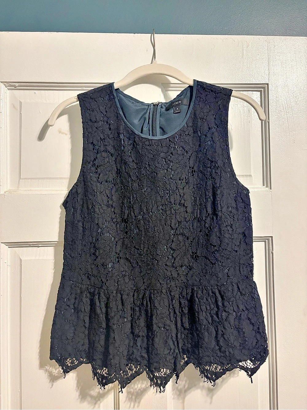 J.Crew Black Lace Sleeveless Peplum Top